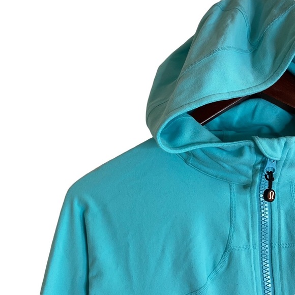 Lululemon Blue White Black Track Jacket Hood Ponytail Hole Thumbholes Pockets 8 - Picture 5 of 15